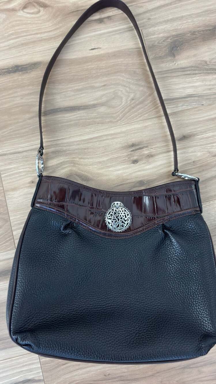 Brighton Black And Brown Leather Shoulder Handbag